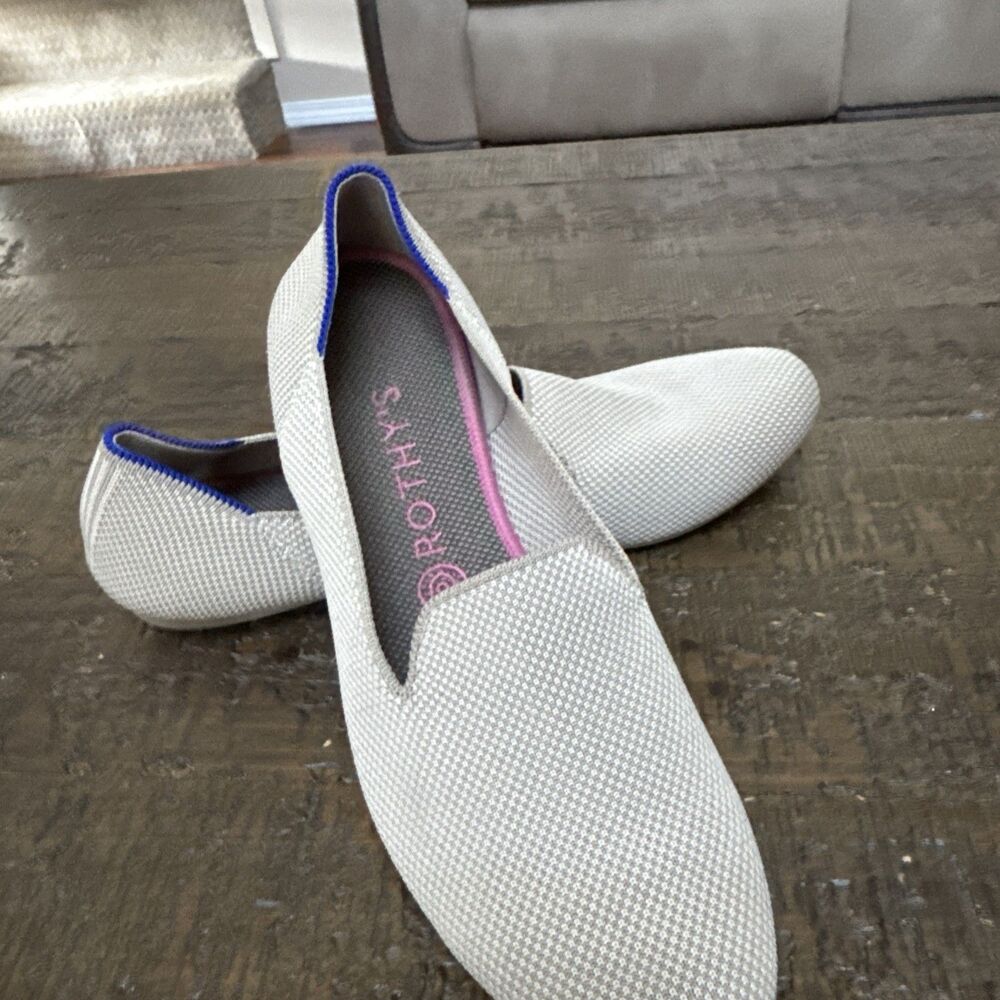 Rothy's Women's the Round Linen Beige Slippers US 10 Flat Loafer Cream Retired